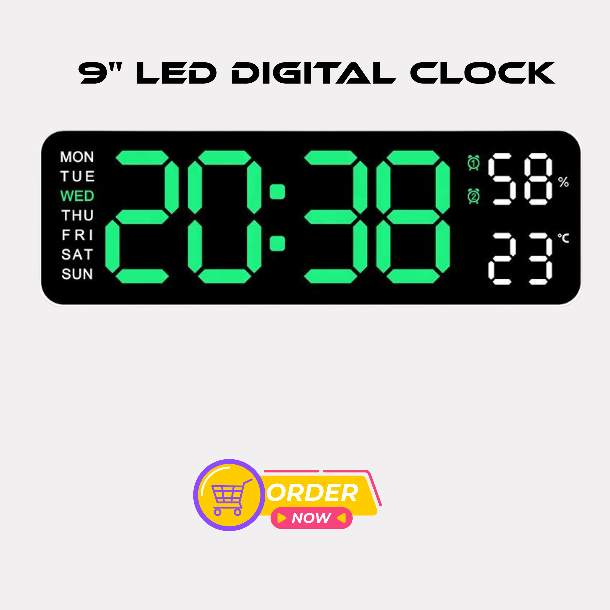 9 inh Multifunctional Led Digital Table Clock 2 Set Alarm Date Temperature Week Display Usb-powered Wall Clocks
