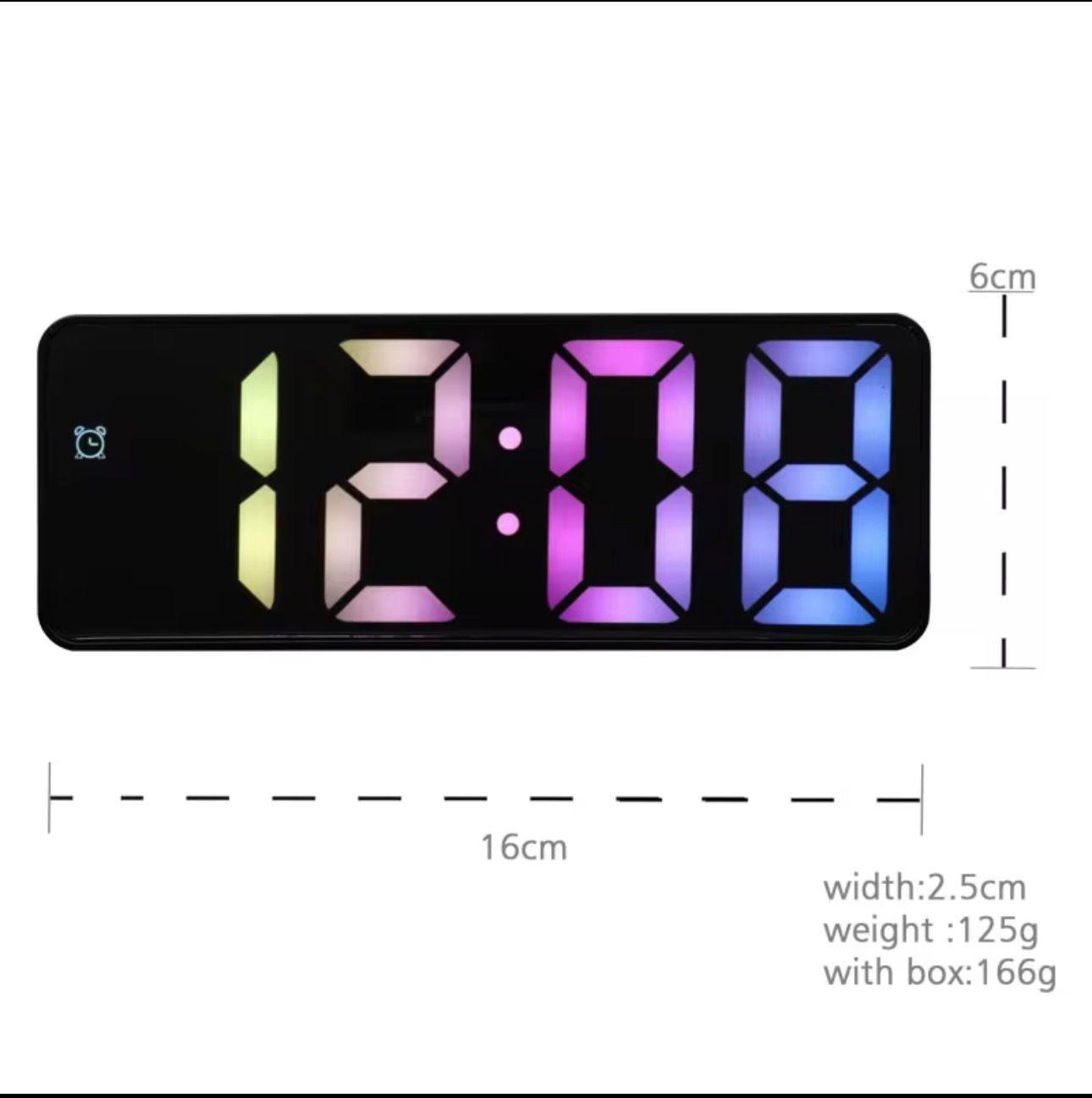 6.2 Inh Desktop/Table Alarms Clock with Time, , Temperature RGB Colour
