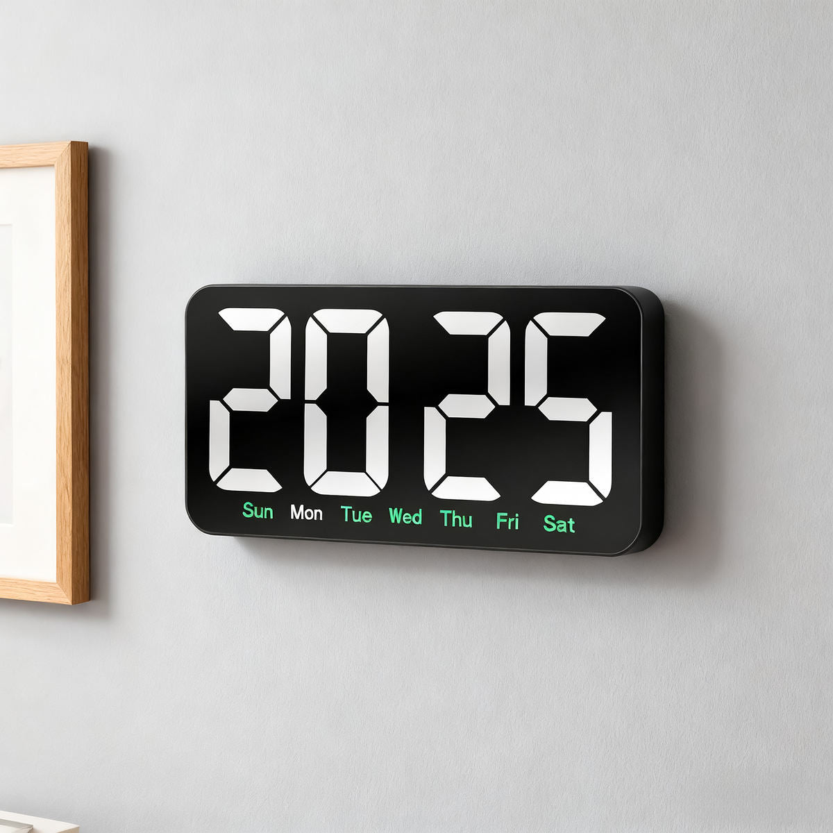 10 Inh Digital LED Alarm Clock with Snooze Function For Table Stand Or Wall Hanging, Brightness Level Adjustable, Sound Control Backlight