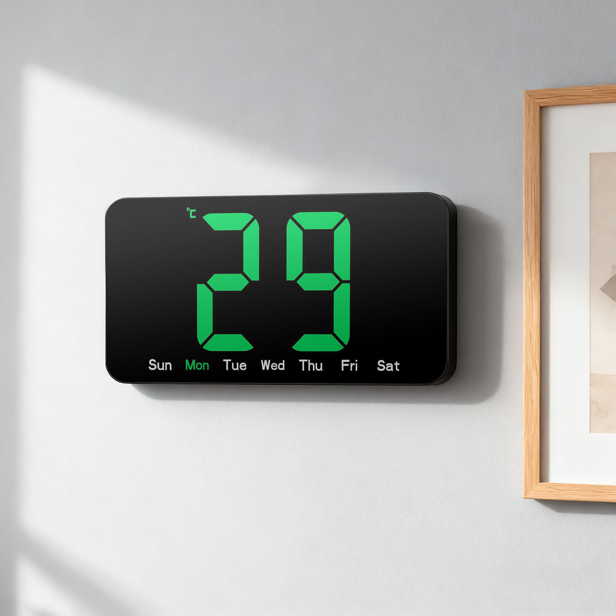 10 Inh Digital LED Alarm Clock with Snooze Function For Table Stand Or Wall Hanging, Brightness Level Adjustable, Sound Control Backlight