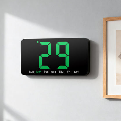 10 Inh Digital LED Alarm Clock with Snooze Function For Table Stand Or Wall Hanging, Brightness Level Adjustable, Sound Control Backlight