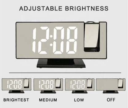 LED Digital Projection Alarm Clock – Ceiling Time Display, Dual Alarm, Snooze Function & Mirror Surface for Bedroom Use